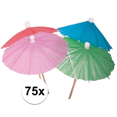 Cocktail umbrellas colored 75 pcs