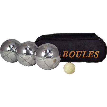 Jeu de boules set 3 ballen/1 but in draagtas + compact meetlint 1,5 meter 