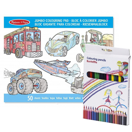 Jongens voertuigen kleurboek met 36x kleurpotloden set