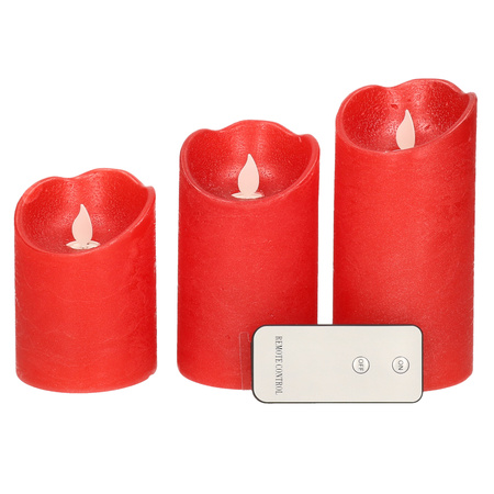 Candle set 3x pcs led candles red with remote control