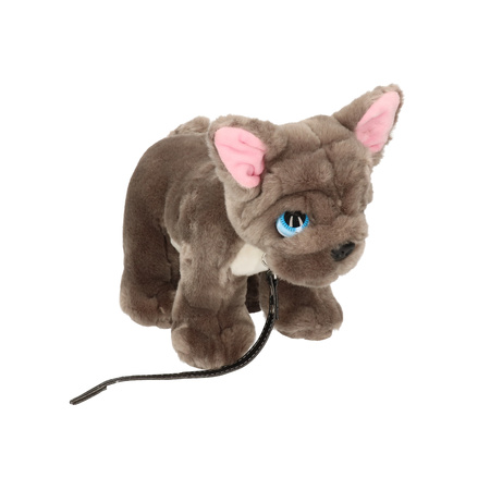 Keel Toys plush grey/whiteFrench Bulldog with leash dog cuddle toy 30 cm