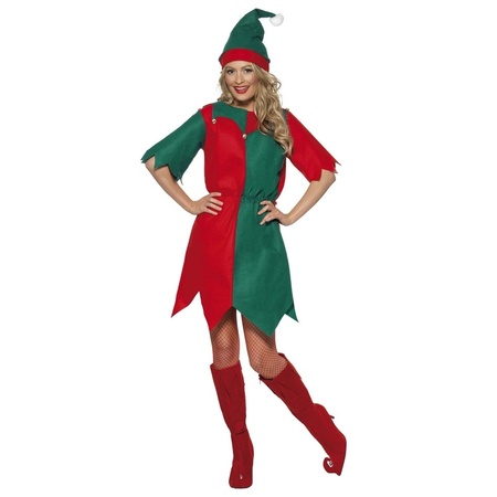 Elf Costume Red & Green with Hat & Tunic