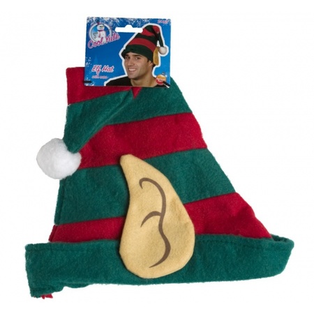 Christmas Elf hat green with red stripes