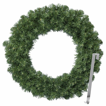 Christmas wreath 60 cm - green - with silver hanger