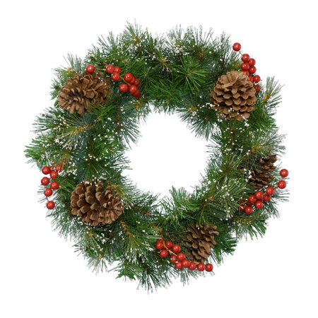Christmas wreath with  decoration and snow 40 cm incl. lights coloured 4m