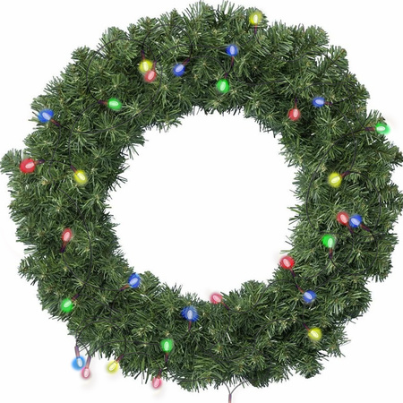Christmas wreath green 60 cm incl. lights coloured 4m