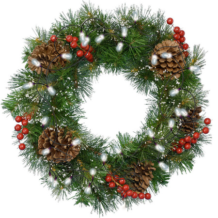 Christmas wreath with  decoration and snow 40 cm incl. lights bright white 4m