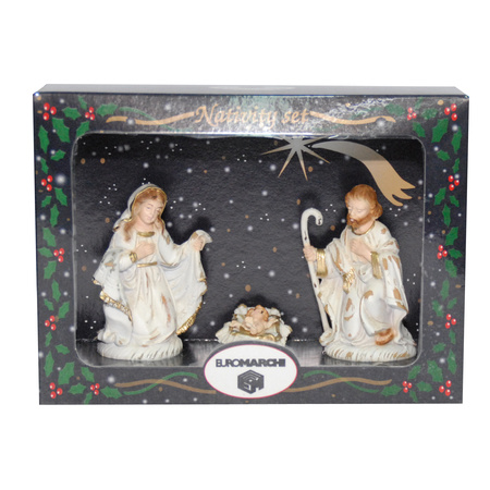 Complete kerststal met 3x st kerststal beelden - 50 x 23 x 31 cm - hout/polyresin
