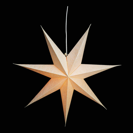 Cream white paper christmas stars decorations 60 cm with lighting cable