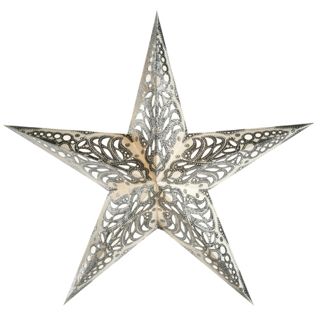 Christmas stars decoration white/silver 60 cm