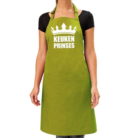 Keuken Prinses barbeque schort / keukenschort lime groen dames