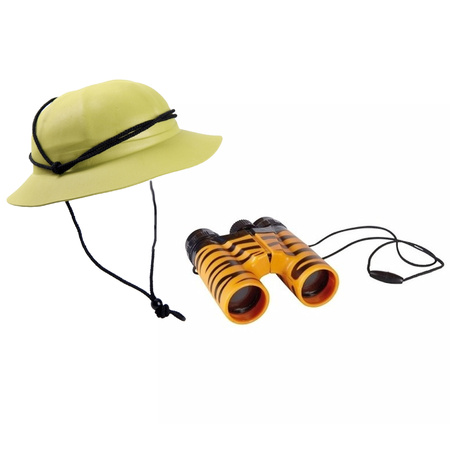 Carnaval safari helmet set for kids with animals binoculars 11 x 12 cm