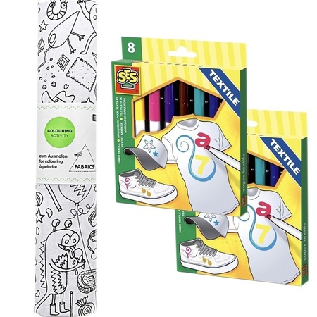 Craft fabric coloring 140 cm incl. textile markers for children