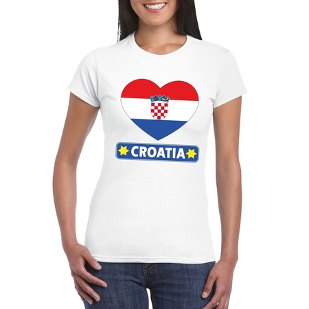 Croatia heart flag t-shirt white women