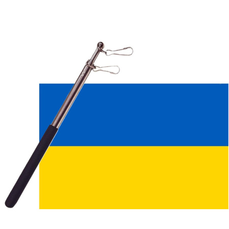 Landen vlag Oekraine - 90 x 150 cm - met compacte draagbare telescoop vlaggenstok - supporters