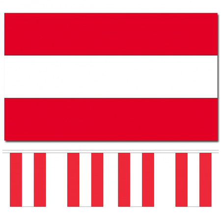 Landen vlaggen versiering set - Oostenrijk - Vlag 90 x 150 cm en vlaggenlijn 9 meter