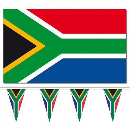 Country flags deco set - South-Africa - Flag 90 x 150 cm and guirlande 5 meters
