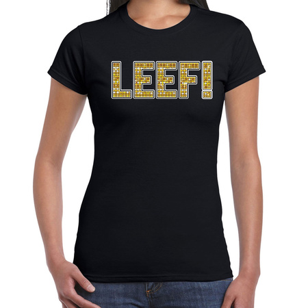 LEEF fun tekst t-shirt zwart voor dames
