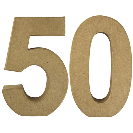 Leeftijd 50 jaar Papier mache 3D hobby knutsel cijfers setje van 15 x 9 x 3 cm