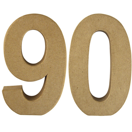 Leeftijd 90 jaar Papier mache 3D hobby knutsel cijfers setje van 15 x 9 x 3 cm