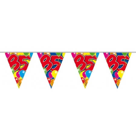 Verjaardag 85 jaar feest thema set 50x ballonnen en 2x leeftijd print vlaggenlijnen