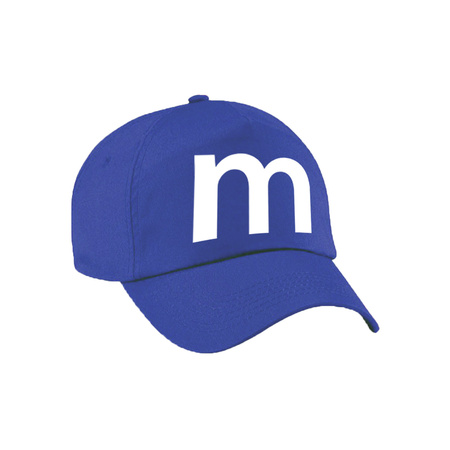 Letter M pet / cap blauw voor volwassenen - verkleed / carnaval baseball cap