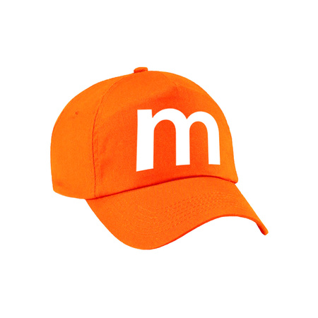 Letter M cap / cap orange for kids - carnival baseball cap