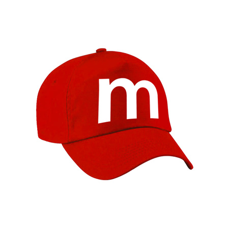 Letter M pet / cap rood voor kinderen - verkleed / carnaval baseball cap