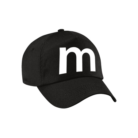 Letter M pet / cap zwart voor volwassenen - verkleed / carnaval baseball cap