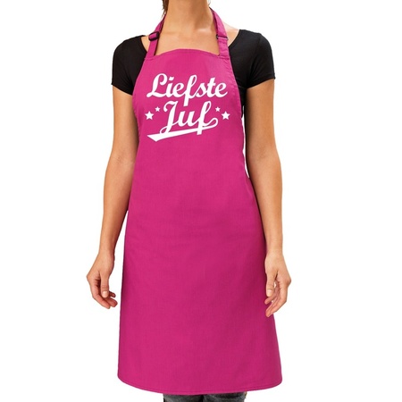 Liefste juf kitchen apron pink for women 