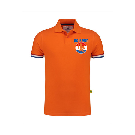 Luxury Holland supporter polo shirts 200 grams orange with lion on chest EK / WK for men