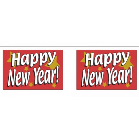 Versiering set Happy New Year/gelukkig nieuw jaar thema vlaggetjes