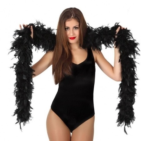 Luxury black feathers boa 180 cm