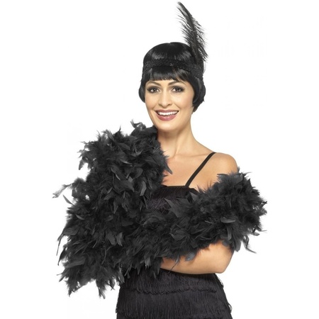 Black feather boa 80 gr for carnaval