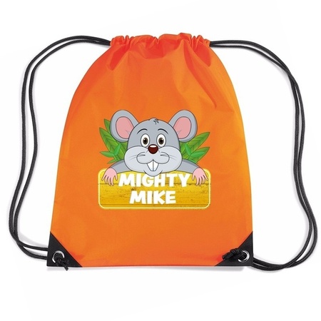 Mighty Mike de muis rugtas / gymtas oranje voor kinderen