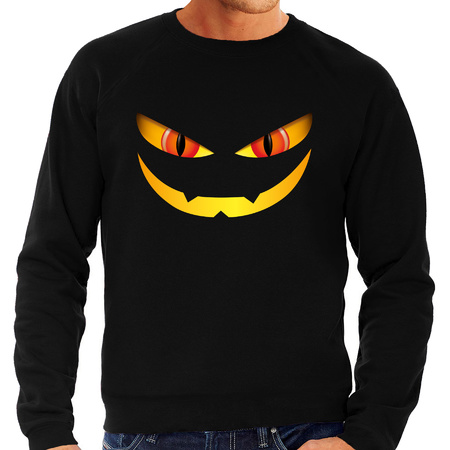 Monster gezicht halloween verkleed sweater zwart voor heren