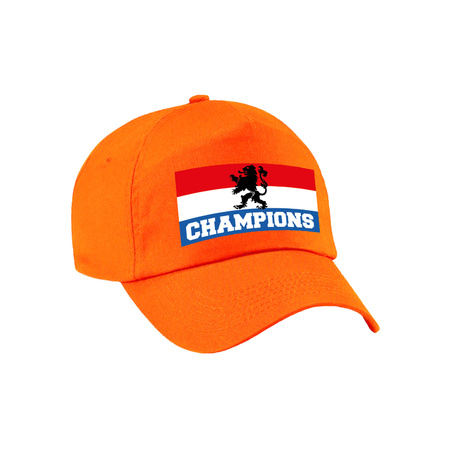 Dutch supporter cap champions with flag for adults