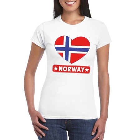 Norway heart flag t-shirt white women