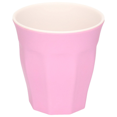 Onbreekbare kunststof/melamine roze drinkbeker 9 x 8.7 cm voor outdoor/camping