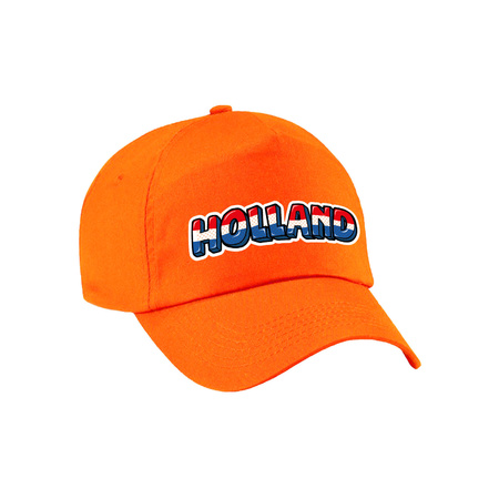 Orange Holland supporter cap with Dutch flag for children