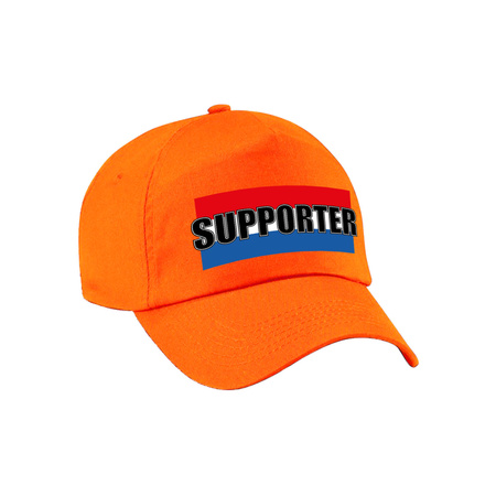 Orange supporter cap with Dutch flag for adults
