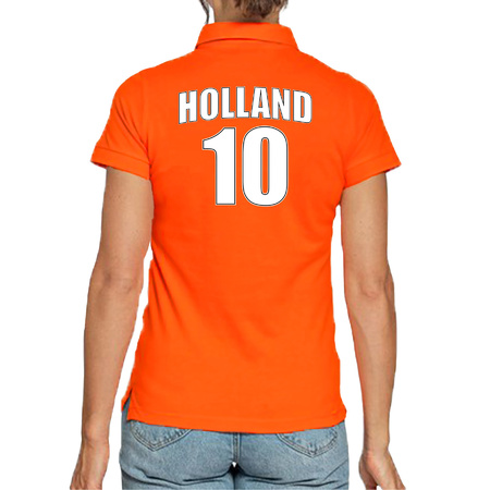 Oranje supporter poloshirt met rugnummer 10 - Holland / Nederland fan shirt voor dames