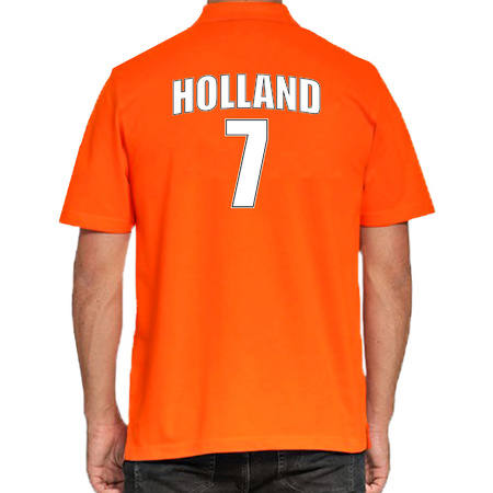 Orange Holland supporter poloshirt with back number 7 for men