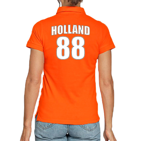 Orange Holland supporter poloshirt with back number 88 for women