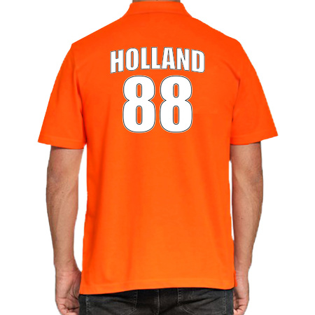 Orange Holland supporter poloshirt with back number 88 for men