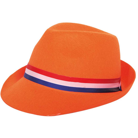 Toppers - Koningsdag/Sport verkleed set compleet - hoedje en bretels - oranje - heren/dames