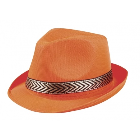 Toppers - Kingsday/Sport/Holland set complete - trilby hat and suspenders - orange - for men and woman