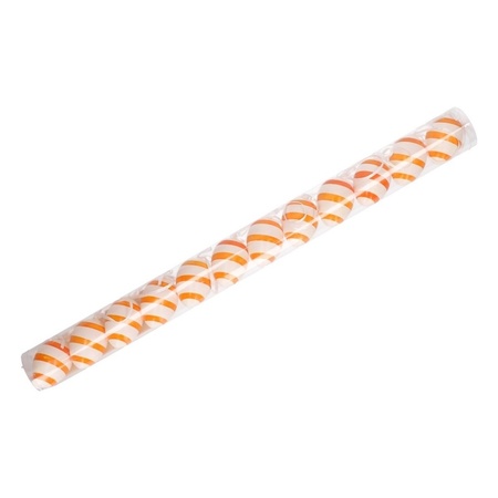 Oranje/wit gestreepte hangdecoratie paaseieren 12x stuks