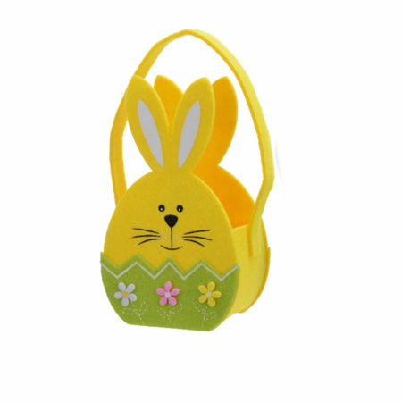 Easter egg basket bunny yellow felt 11 x 20 cm