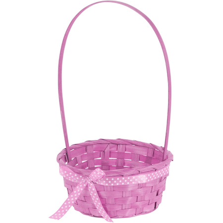 Easter eggs basket pink with handle 39 cm